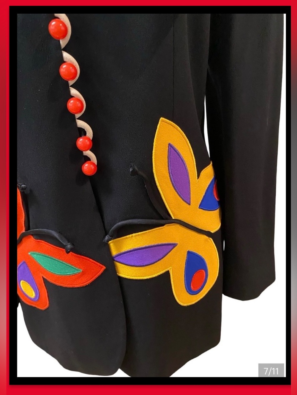 MOSCHINO Cheap & Chic Italy Black Butterfly Jacket Sz 46/12 ( fits like a 10) - Picture 7 of 10
